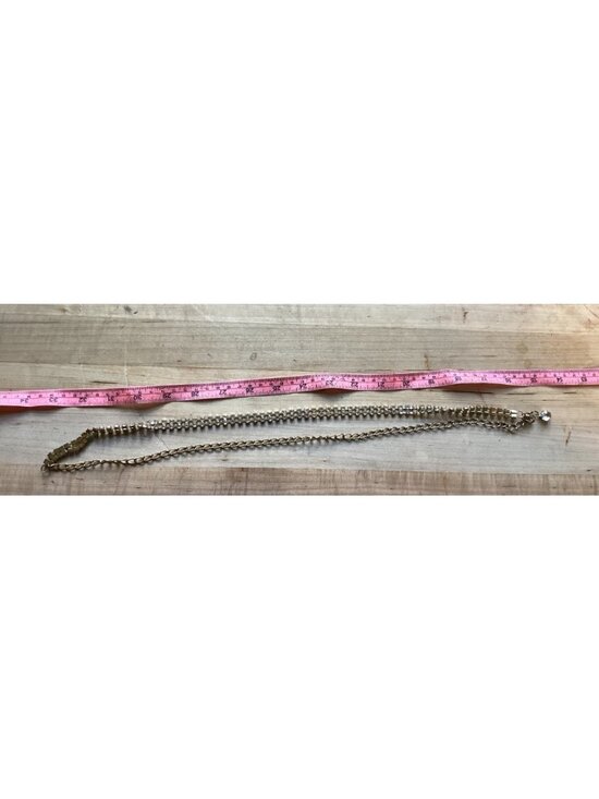 Vintage Gold Tone Chain Belt with Double Row of Clear Rhinestones 1980s 1990s main image 4
